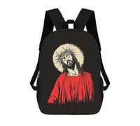 sinyumoney Jesus Christ Illustration Rucksack Large School Backpack for Boys - Perfect for Travel, Work And Daily Use 17inch