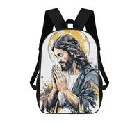 sinyumoney Jesus Christ in Prayer Illustration Children's Backpacks School 3D Printed Bag Bookbag for Kids Travel Rucksacks Boy Girl Book Bags Kids School Bag 17inch