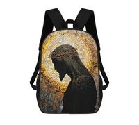 sinyumoney Jesus Christ Mosaic Art Kids School Backpack School Bag 3D Printed School Bag for Boys Elementary And Middle School Students 17inch