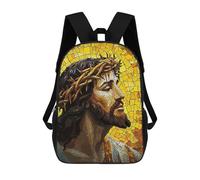 sinyumoney Jesus Christ Mosaic Children's School Backpack 3D Printed for Kids Travel Rucksacks Book Bags for Boys Elementary School Students 17inch