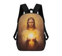 sinyumoney Jesus Christ Painting Art Print Children's Backpacks School Backpack 3D Printed for Kids Travel Rucksacks Book Bags Kids 17inch School Bag