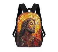 sinyumoney Jesus Christ Stained Glass Mosaic Art Backpack School Bag School Secondary High School College Backpack Travel for Teenage Girls Boys Women Men 17inch