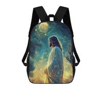 sinyumoney Jesus Christ Starry Night Children's Backpacks School Backpack 3D Printed Backpack for Kids Travel Rucksacks Book Bags Kids School Bag 17inch