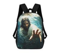 sinyumoney Jesus Help You Kids School Backpack School Bag 3D Printed School Bag for Boys Elementary And Middle School Students 17inch