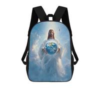 sinyumoney Jesus Holding Earth Painting Backpack School Bag Lightweight Airport College Students Back Pack for School/Work/Travel 17inch