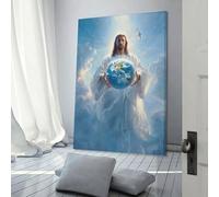 sinyumoney Jesus Holding Earth Painting Canvas Artwork for Wall For Home Modern Decoration Wall Decoration 24x36inch(60x90cm)