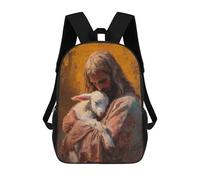 sinyumoney Jesus Holding Lamb Painting-2 Rucksack Business Laptop Rucksack Bag Unisex Casual Daypack for Girls Boys Teenage 17inch