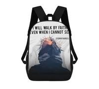 sinyumoney Jesus I Will Walk Backpack 3D Printed Children's School Backpack for Kids High Capacity Travel Rucksacks Book Bags Kids School Bag Back Pack 17inch