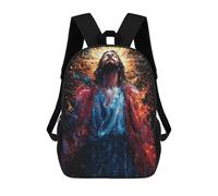 sinyumoney Jesus in Paint Splatter Children's Backpack, 3D Printed School Backpack, Backpack for Boys Girls, Adjustable School Bag for Primary School 17inch