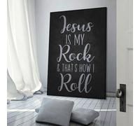 sinyumoney Jesus Is My Rock, Thats How I Roll Art Work for Home Walls Wall Decor Ready to Hang for Bathroom Toilet Decor Large Canvas Wall Art for Living Room 24x36inch(60x90cm)