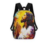 sinyumoney Jesus Praying Painting 3D Printed Kids School Bag Rucksacks Children's School Fashion Casual Back Pack High Capacity Travel Book Bags Backpack for Kids 17inch