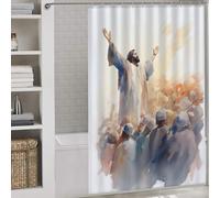 sinyumoney Jesus Preaching to A Crowd Shower Curtain Anti Mould Fabric Polyester Decor Bath Curtains for Toile Bathroom Dorm 56.30x70.87Inch（143x180cm）