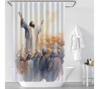 sinyumoney Jesus Preaching to A Crowd Waterproof Polyester Fabric Modern Fabric Bathroom Decor Set for Bathroom Wet Room 46.85x70.87Inch（119x180cm）