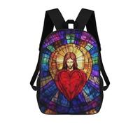 sinyumoney Jesus Sacred Heart Stained Glass Rucksack Computer Rucksack for School/Work/Travel for Teenage Girls Boys Women Men 17inch