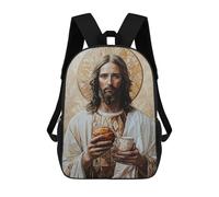 sinyumoney Jesus with Bread And Chalice Rucksack Large Lightweight Casual Backpack for Campus Outdoor Travel Sports 17inch