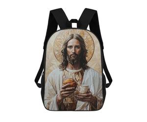 sinyumoney Jesus with Bread And Chalice Rucksack Large Lightweight Casual Backpack for Campus Outdoor Travel Sports 17inch