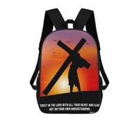 sinyumoney Jesus with Cross Backpack School Lightweight Schoolbag Dayback Bookbag College for Men/Women 17inch