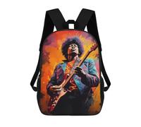 sinyumoney Jimi Hendrix Guitar Performance Art Print Backpacks 3D Printed 17inch Kids School Backpack Outdoor Casual Daypack Casual Travel Bags for Middle School Students