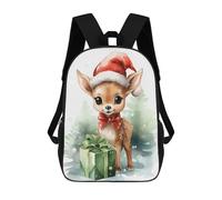 sinyumoney Jolly Happy Deer Christmas Kids School Backpack School Bag 3D Printed School Bag for Boys Elementary And Middle School Students 17inch