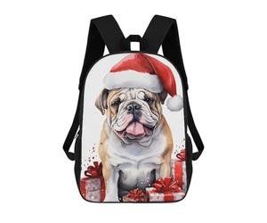 sinyumoney Jolly Santa Bulldog School Backpack for Girls Backpack Water Repellent Casual Daypack Lightweight Rucksack Boy Girl School Backpack 17inch