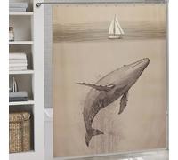 sinyumoney Jonah And The Whale A Journey of Redemption Fabric Polyester Modern Polyester Water Repellent for Bathtub Shower Stall 69.69x70.87Inch（177x180cm）