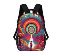 sinyumoney Journey Through Colorful Landscapes Kids School Backpack 3D Printed Fashion School Bag Casual School Bag for Boys Elementary And Middle School Students 17inch