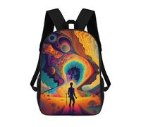 sinyumoney Journey Through Cosmic Whimsy Print Children's Backpack School Bag for Adult And Kids Travel Daypack 17inch