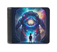 sinyumoney Journey Through The Cosmic Portal 3D Print PU Leather Wallet Multiple Slots Banknote Compartments Stylish Durable Men's Wallets Gifts 11.7cm*9.5cm