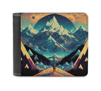 sinyumoney Journey to The Mountains 3D Print PU Leather Wallet Multiple Slots Banknote Compartments Stylish Durable Men's Wallets Gifts 11.7cm*9.5cm
