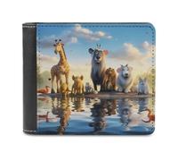 sinyumoney Journey to The Waterhole 3D Print Clutch Purse Use Holds Bills RFID Blocking Banknote Compartments Durable Leather Men's Wallet 11.7cm*9.5cm