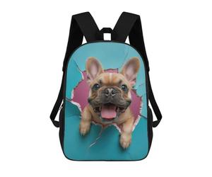 sinyumoney Joyful Bulldog Backpacks Children's Backpacks School Bag 3D Printed Children's School Backpack Fashion Travel Backpacks for Kids Elementary Middle School 17inch