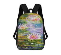 sinyumoney Joyful Water Lilies Kids Backpack 17 Inch School Bag 3D Printed Cartoon School Backpacks for Boys And Teenager School Students