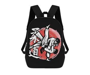 sinyumoney Judo Hand Drawn Fighters School Backpack Lightweight Airport College Students Back Pack- Perfect for Travel, Work And Daily Use 17inch