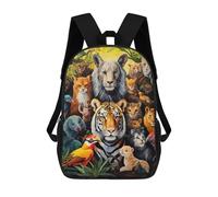 sinyumoney Jungle Animal Gathering -1 Children's Backpack, Schoolbag Large Capacity Students Bookbag Rucksack Knapsack for Boys Girls Adults Teen 17inch
