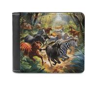 sinyumoney Jungle Animals in Motion -1 3D Print Wallet Slots ID Window RFID Blocking Banknote Compartments Slim Elegant Leather Wallet Youth Guys 11.7cm*9.5cm