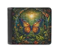 sinyumoney Jungle Butterfly Paradise 3D Print Men's Wallet Card Slots Coin Leather RFID Banknote Compartments Wallets Youth Guys 11.7cm*9.5cm