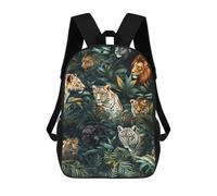 sinyumoney Jungle Cats in Amazon Rainforest 3D Printed 17inch Kids School Backpack School Bag Fashion Rucksacks for Boys Elementary And Middle School Students