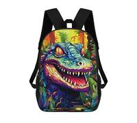 sinyumoney Jungle Crocodile Portrait School Bags Large Lightweight Casual Backpack for Camping Outdoor Adventures And Daily Travel 17inch