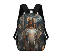sinyumoney Jungle Girl And Elephant 3D Printed Children's School Backpack for Kids High Capacity Travel Rucksacks Book Bags Kids School Bag Back Pack 17inch