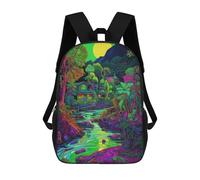 sinyumoney Jungle Glow Vibrant Forest Scene Backpacks 3D Printed Kids School Backpack School Bag Fashion Rucksacks for Boys Elementary And Middle School Students 17inch