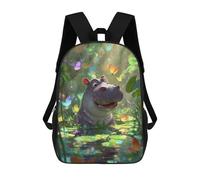 sinyumoney Jungle Hippo with Butterflies -1 Backpack School Bag Water Resistant School Bag Business Backpack for Boys/Girls/Teenagers 17inch