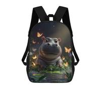 sinyumoney Jungle Hippo with Butterflies -3 Backpack School Water Resistant Travel Backpack Computer Bag - Perfect for Travel, Work And Daily Use 17inch