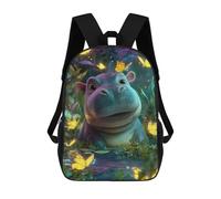 sinyumoney Jungle Hippo with Butterflies Backpack School Bag Business Durable Laptop Bag for Boys/Girls/Teenagers 17inch