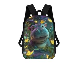 sinyumoney Jungle Hippo with Butterflies Backpack School Bag Business Durable Laptop Bag for Boys/Girls/Teenagers 17inch