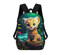 sinyumoney Jungle Leopard Cub School Bag 3D Printed Children's School Backpack Casual Fashion Travel Backpacks for Kids School Students 17inch