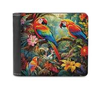 sinyumoney Jungle Paradise with Macaws 3D Print PU Leather Wallet Card Slots Coin Leather RFID Fashion Slim Leather Wallet Craftsmanship Gifts 11.7cm*9.5cm