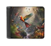 sinyumoney Jungle Paradise with Parrots 3D Print Men's Wallet Bills Credit Cards Leather RFID Wallets Craftsmanship Gifts 11.7cm*9.5cm