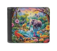 sinyumoney Jungle Paradise with Wildlife 3D Print Wallet Credit Cards Coins RFID Blocking Stylish Banknote Compartments Purse Everyday Use 11.7cm*9.5cm