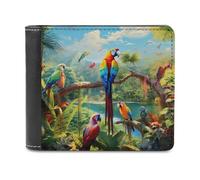 sinyumoney Jungle Parrot Paradise 3D Print Clutch Purse ID Window Coin Leather RFID Banknote Compartments Fashion Slim Wallets 11.7cm*9.5cm