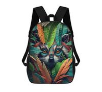 sinyumoney Jungle Raccoon Portrait Backpack Kids School Bag Boys Cartoon 3D Print Students Schoolbag Laptop Daypack for Boys Girls 17inch